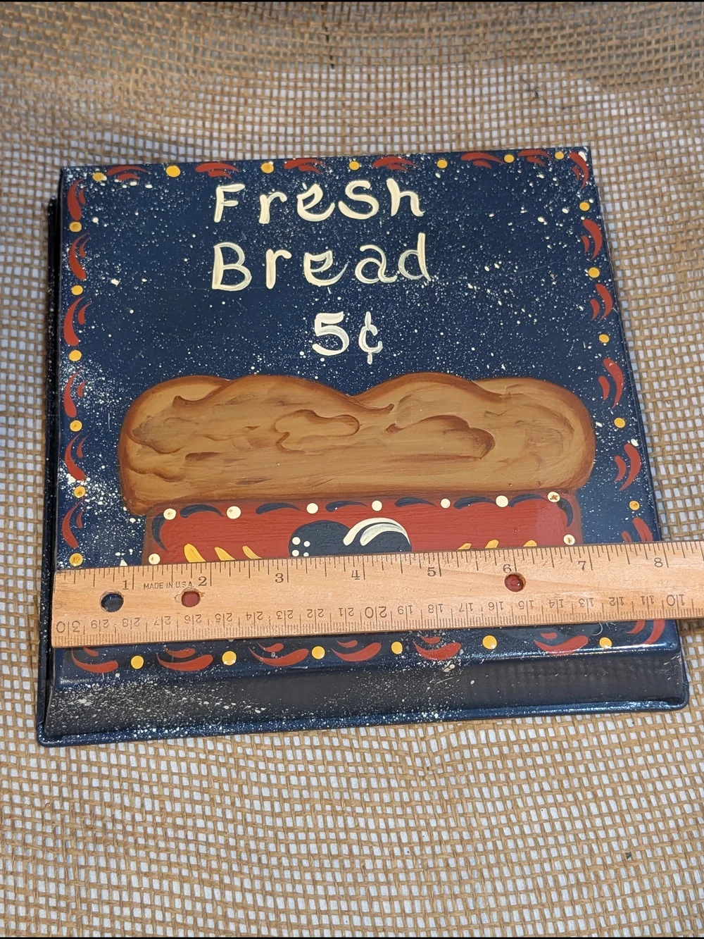 Vintage 80s Hand Painted Kitchen Decor Bread Baking